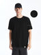 Crew Neck Short Sleeve Combed Cotton Men's Textured T-Shirt